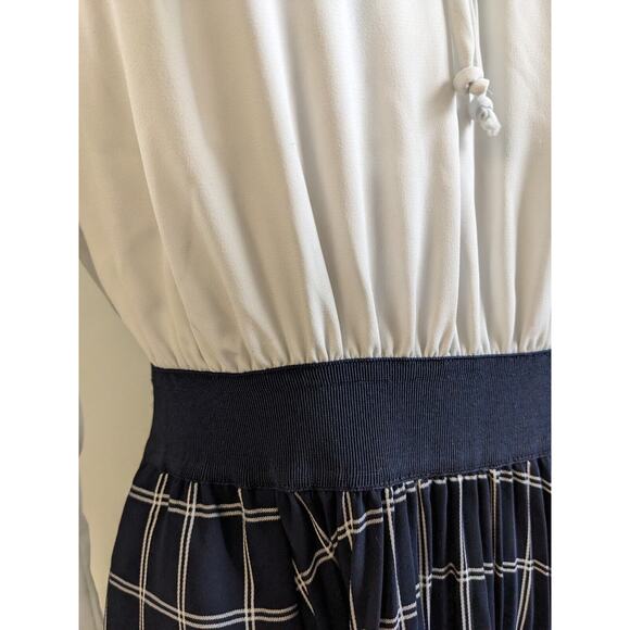 Ted Baker Size 1 US 4 Fancesa Combo Dress White Navy Blue Plaid Long Sleeves - Picture 14 of 16